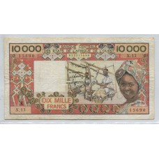 AFRICA OCCIDENTAL FRANCESA 1977 10.000 FRANCOS BILLETE EN BUEN ESTADO P 109Ac RARO